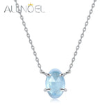 925 Silver Pendant Necklace Moonstone Aquamarine Gems Fine Jewelry