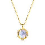 925 Silver Pendant Necklace Moonstone Aquamarine Vintage Jewelry