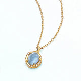 925 Silver Pendant Necklace Moonstone Aquamarine Vintage Jewelry