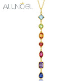 925 Silver Pendant Necklace Rainbow Zircon Gemstone Jewelry
