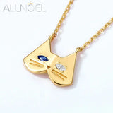 Sterling Silver Cat Animal Pendant Necklace Chain Link Fine Jewelry