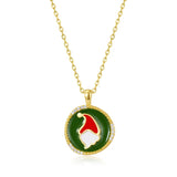 Christmas Bell Santa Claus Pendant Necklace 925 Sterling Silver