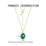 12*14MM Green Agate Pendant Necklace 925 Sterling Silver Vintage Fine Jewelry