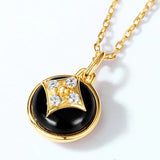 9mm Agate Pendant Necklace 925 Sterling Silver Women 5A Zircon CZ Plated Jewelry