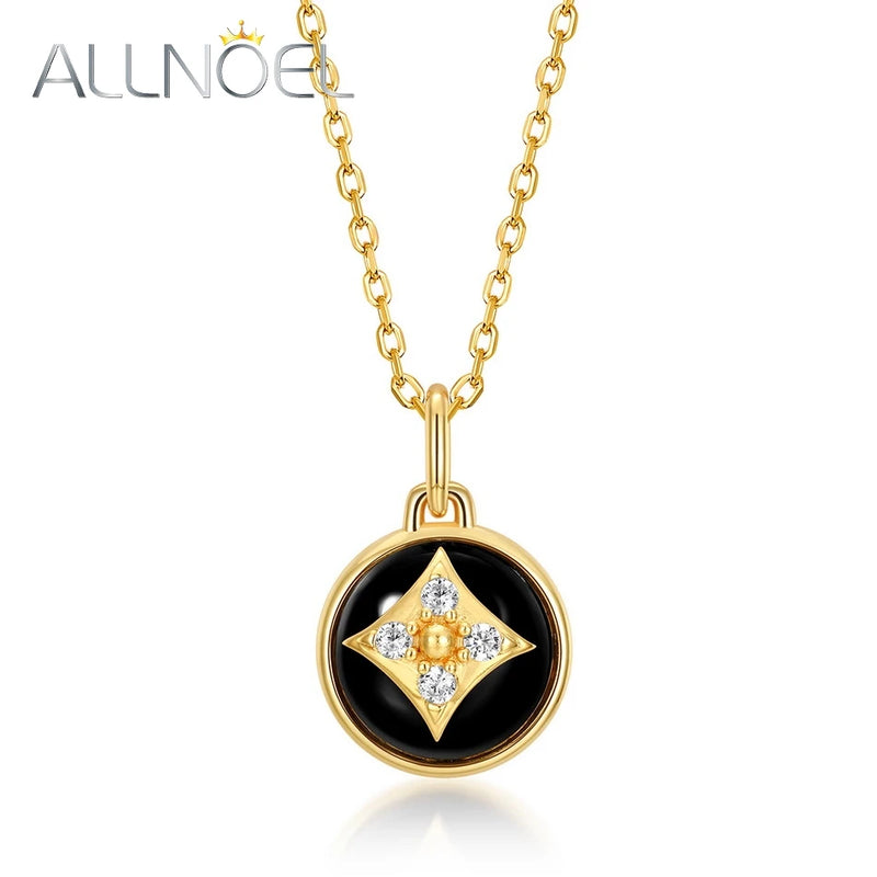 9mm Agate Pendant Necklace 925 Sterling Silver Women 5A Zircon CZ Plated Jewelry