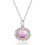Amethyst 925 Silver Pendant Necklace Leaf Chain Romance Gift