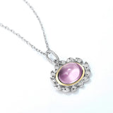 Amethyst 925 Silver Pendant Necklace Leaf Chain Romance Gift