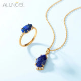 Vintage Lapis Lazuli 925 Silver Pendant Necklace For Women