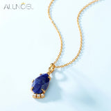 Vintage Lapis Lazuli 925 Silver Pendant Necklace For Women