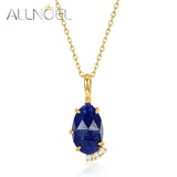 Vintage Lapis Lazuli 925 Silver Pendant Necklace For Women