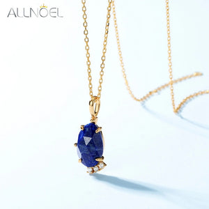 Vintage Lapis Lazuli 925 Silver Pendant Necklace For Women