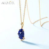 Vintage Lapis Lazuli 925 Silver Pendant Necklace For Women