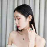 Malachite Pendant Sterling Silver Necklace Vintage Fine Jewelry