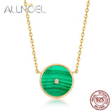 Malachite Pendant Sterling Silver Necklace Vintage Fine Jewelry