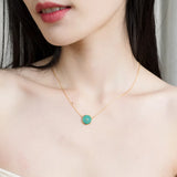 Malachite Pendant Sterling Silver Necklace Vintage Fine Jewelry
