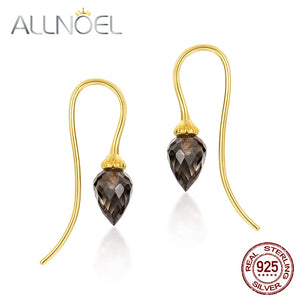 Natural Smoky Quartz 925 Sterling Silver Earrings Wedding Gift Fine Jewelry