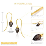 Natural Smoky Quartz 925 Sterling Silver Earrings Wedding Gift Fine Jewelry