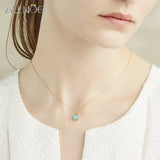 Vintage Natural Square Amazonite 925 Sterling Silver Pendant Necklace