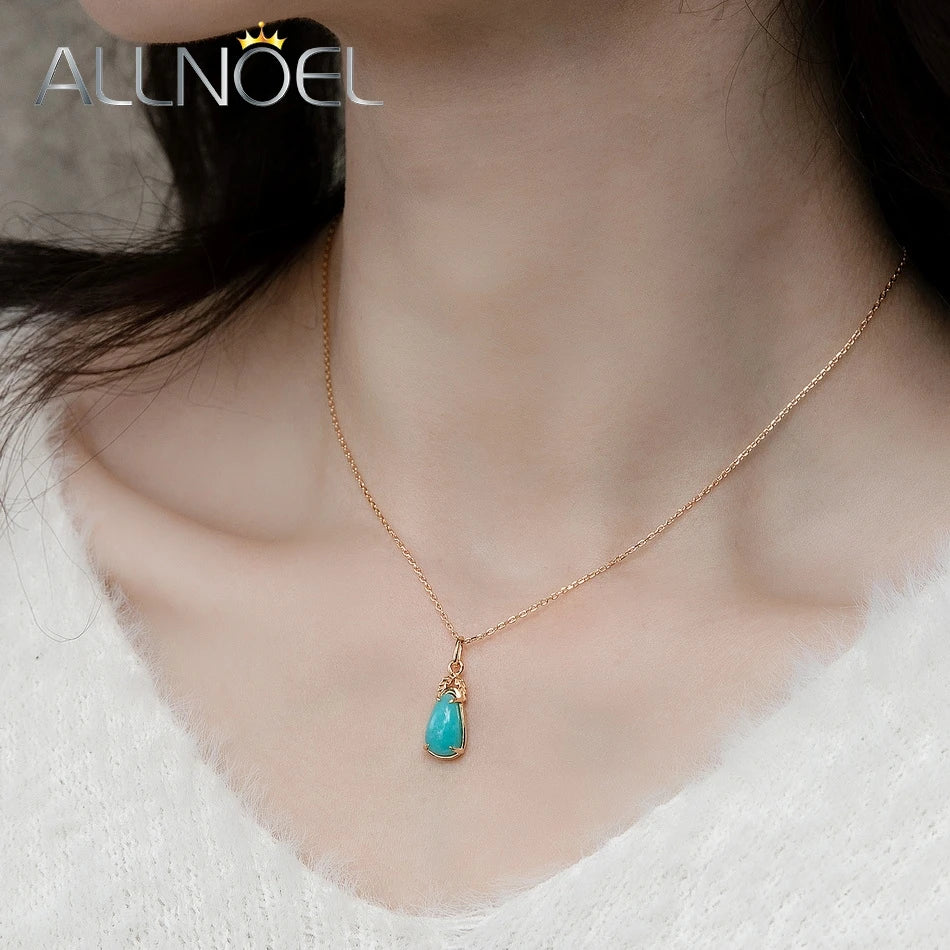 Amazonite Water Drop Pendant Necklace for Women