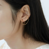 925 Silver Double Hole Chain Circle Hoop Earrings for Women