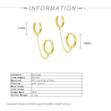 925 Silver Double Hole Chain Circle Hoop Earrings for Women