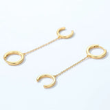 925 Silver Double Hole Chain Circle Hoop Earrings for Women