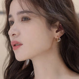 Golden Hoop Earrings 925 Sterling Silver Pearl Ear Rings Women Fine Jewelry