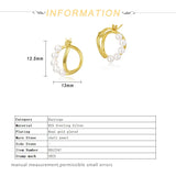 Golden Hoop Earrings 925 Sterling Silver Pearl Ear Rings Women Fine Jewelry
