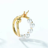 Golden Hoop Earrings 925 Sterling Silver Pearl Ear Rings Women Fine Jewelry