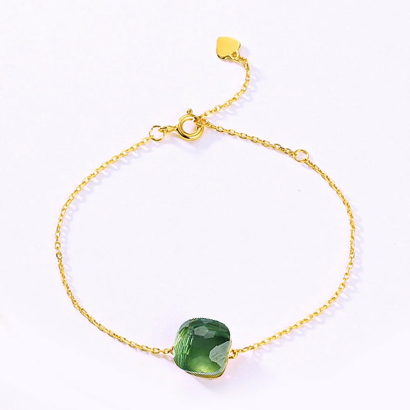 925 Silver Bracelet Colorful Candy Style Synthetic Quartz Crystal Gems