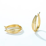 925 Sterling Silver Leaf Arc Hoop Earrings Classical Plated Jewelry