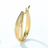 925 Sterling Silver Leaf Arc Hoop Earrings Classical Plated Jewelry