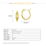925 Sterling Silver Leaf Arc Hoop Earrings Classical Plated Jewelry