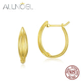 925 Sterling Silver Leaf Arc Hoop Earrings Classical Plated Jewelry