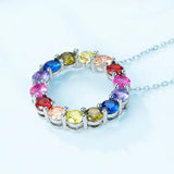 Rainbow Pendant Sterling Silver Necklace Colorful Cubic Zirconia