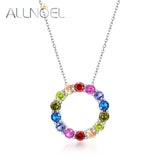 Rainbow Pendant Sterling Silver Necklace Colorful Cubic Zirconia
