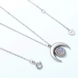 925 Silver Moon Necklace Labradorite Pendant Wedding Gift Rhodium Plating