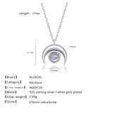 925 Silver Moon Necklace Labradorite Pendant Wedding Gift Rhodium Plating