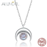 925 Silver Moon Necklace Labradorite Pendant Wedding Gift Rhodium Plating