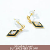 925 Silver Enamel Zircon Falling Earrings for Women