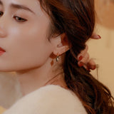 925 Silver Enamel Zircon Falling Earrings for Women