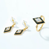 925 Silver Enamel Zircon Falling Earrings for Women