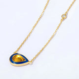 925 Silver Amber Enamel Wedding Necklace Valentines Gift