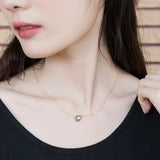 925 Silver Amber Enamel Wedding Necklace Valentines Gift