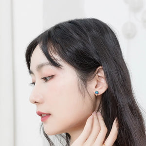 925 Silver Opal Zircon Diamond Stud Earrings Fine Jewelry