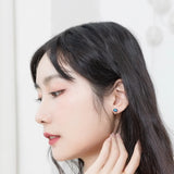 925 Silver Opal Zircon Diamond Stud Earrings Fine Jewelry