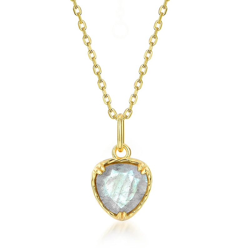 925 Sterling Silver Heart Pendant Labaradorite Fine Jewelry