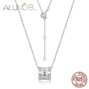 925 Silver Sapphire Necklace for Women Adjustable Chain Birthday Gift