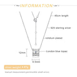 925 Silver Sapphire Necklace for Women Adjustable Chain Birthday Gift