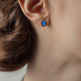 925 Silver Opal Stud Earrings Marquise Vintage Anniversary Gift Jewelry
